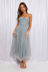 Values Of Her Tulle Midi Dress Sage