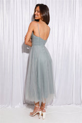 Values Of Her Tulle Midi Dress Sage