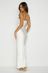 Keeping Memories Alive Satin Midi Dress Cream