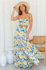 RUNAWAY Kaitlo Maxi Skirt Sand Floral