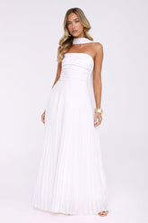 Sugar Babe Strapless Pleated Maxi Dress White