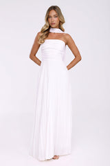 Sugar Babe Strapless Pleated Maxi Dress White