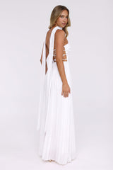 Sugar Babe Strapless Pleated Maxi Dress White