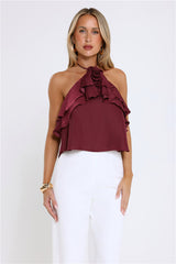 Floral Pop Halter Top Merlot