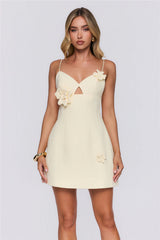 Pastel Radiance Tweed Mini Dress Yellow
