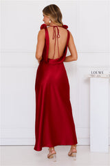 Sorrel Satin Maxi Dress Wine