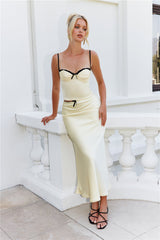 Enchanting Muse Satin Crop Top Yellow