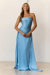 Sugar Cubes Strapless Maxi Dress  Blue