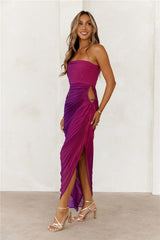 Crystal Ball Celebration Strapless Midi Dress Purple