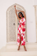 Summer Bloom Midi Dress Red