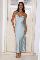 Divine Nights Satin Maxi Dress Sage