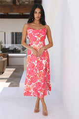 Friends Are Here Satin Midi Dress Pink