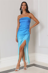 Flowy Glam Midi Dress Blue