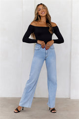 BASE Flawless Off Shoulder Long Sleeve Top Dark Black