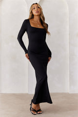 BASE Embrace Shape Long Sleeve Maxi Dress Black NEW
