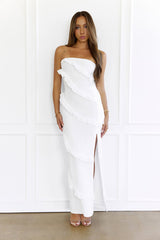 Stay Effortless Strapless Maxi Dress White