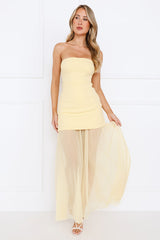 Dreamy Allure Strapless Maxi Dress Yellow