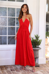 Luxe Vacay Midi Dress Red
