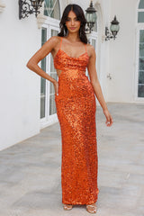 Peak Brilliance Sequin Maxi Dress Orange
