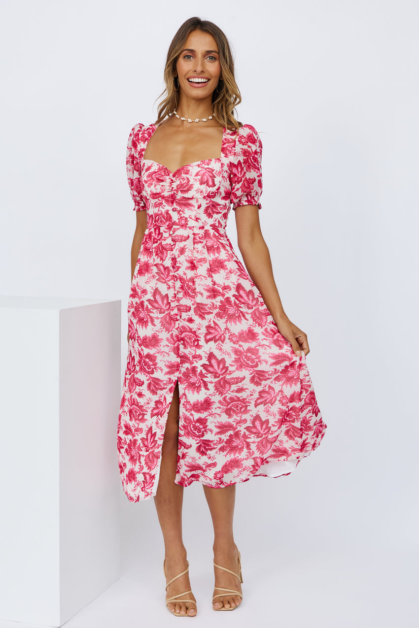 SEVEN WONDERS Stevie Midi Dress Pink Floral