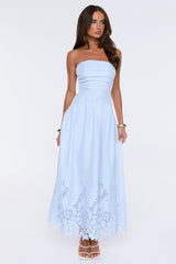 Effortless Statement Strapless Maxi Dress Blue