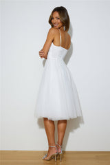 Glam Feeling Tulle Midi Dress White