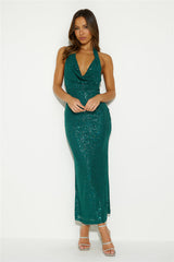 Shine Your Soul Sequin Maxi Dress Forest Green