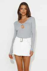 Cooler Turn Ribbed Top Grey