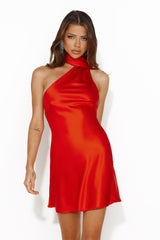 Luxe Arrival Satin Mini Dress Red