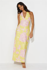 Oasis Hour Halter Maxi Dress Yellow