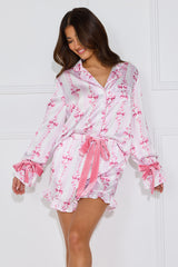 Goodnight Kisses Satin Pyjama Shorts Pink