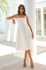 Fresh Beginnings Embroidered Midi Dress White