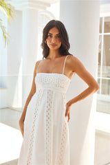 Fresh Beginnings Embroidered Midi Dress White