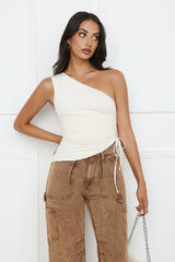Lovergirl Luxe One Shoulder Top Beige