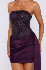 Little Temptation Strapless Sequin Mini Dress Plum