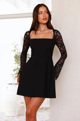 Pure Beauty Lace Long Sleeve Mini Dress Black