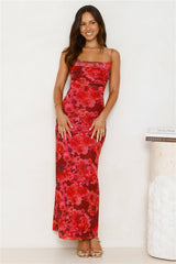 Fabulous Details Mesh Maxi Dress Red