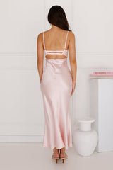 Piece Of Perfection Satin Maxi Dress Blush