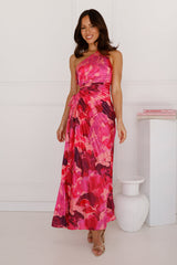 Rose Quartz One Shoulder Satin Maxi Dress Pink