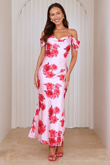 Evening Elegance Satin Maxi Dress Pink