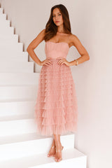 Message To You Tulle Midi Dress Blush