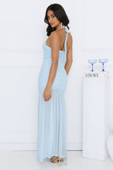 Aveline Halter Mesh Maxi Dress Blue