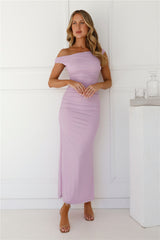 Perfect Vibe Off Shoulder Mesh Maxi Dress Lilac