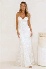 On The Silver Screen Sequin Maxi Dress Off White