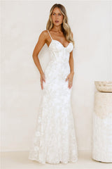 On The Silver Screen Sequin Maxi Dress Off White
