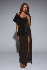 Hollywood Nights Faux Fur Shawl Wrap Black