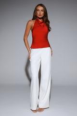 Style Theory Satin Halter Top Red