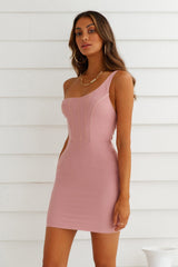 Peaking Shoulder Dress Blush