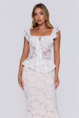 Written In Love Lace Top White