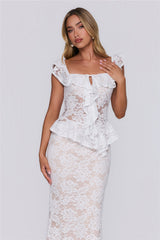 Written In Love Lace Top White